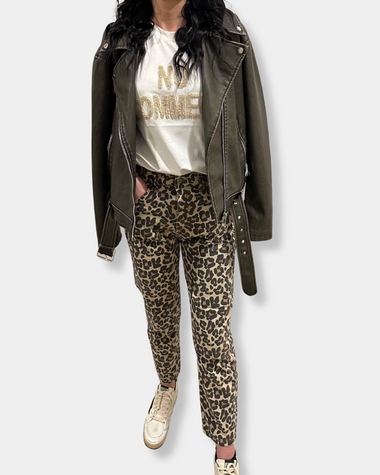 Jeans con stampa animalier