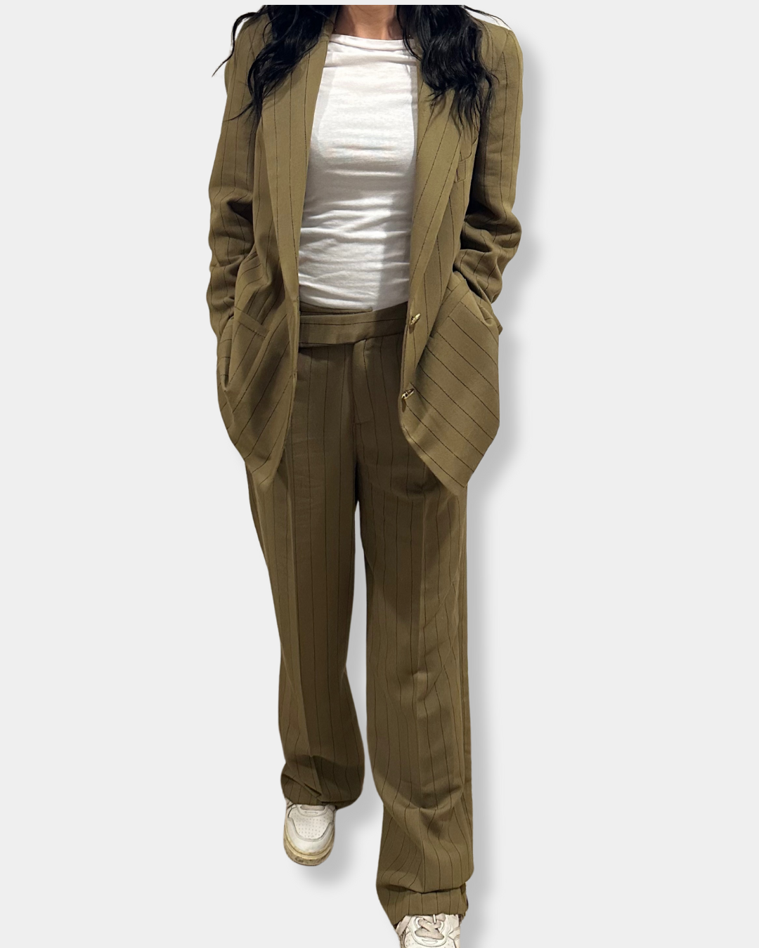 Coordinato gessato blazer con pantalone