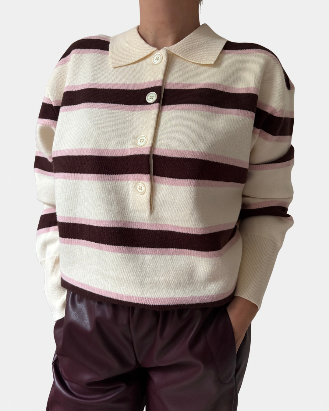 Maglione polo a righe