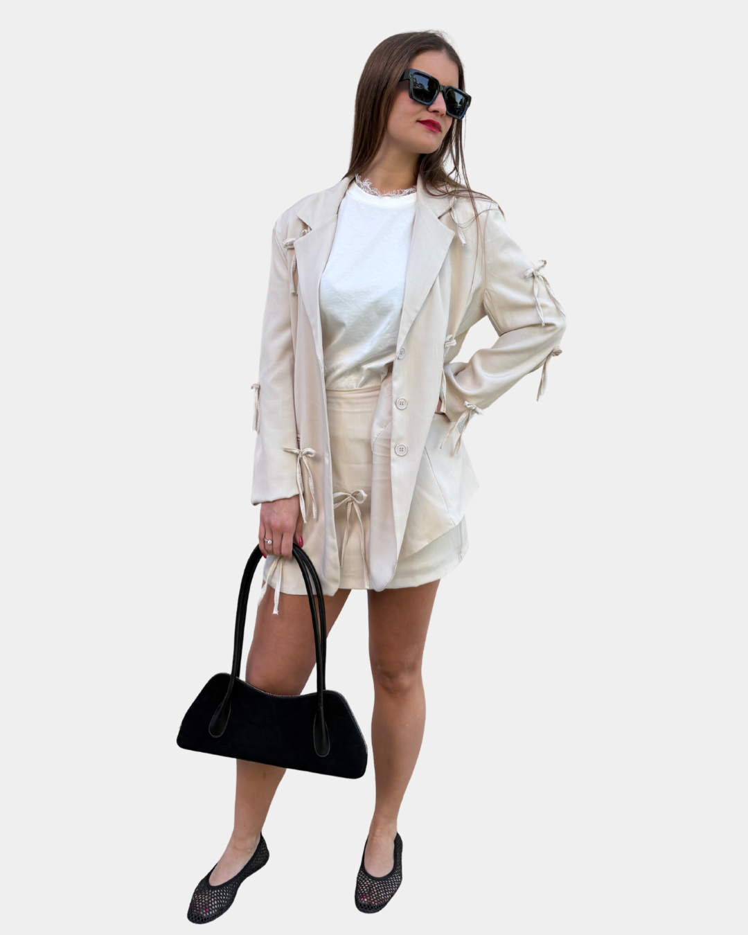 Completo fiocchi beige
