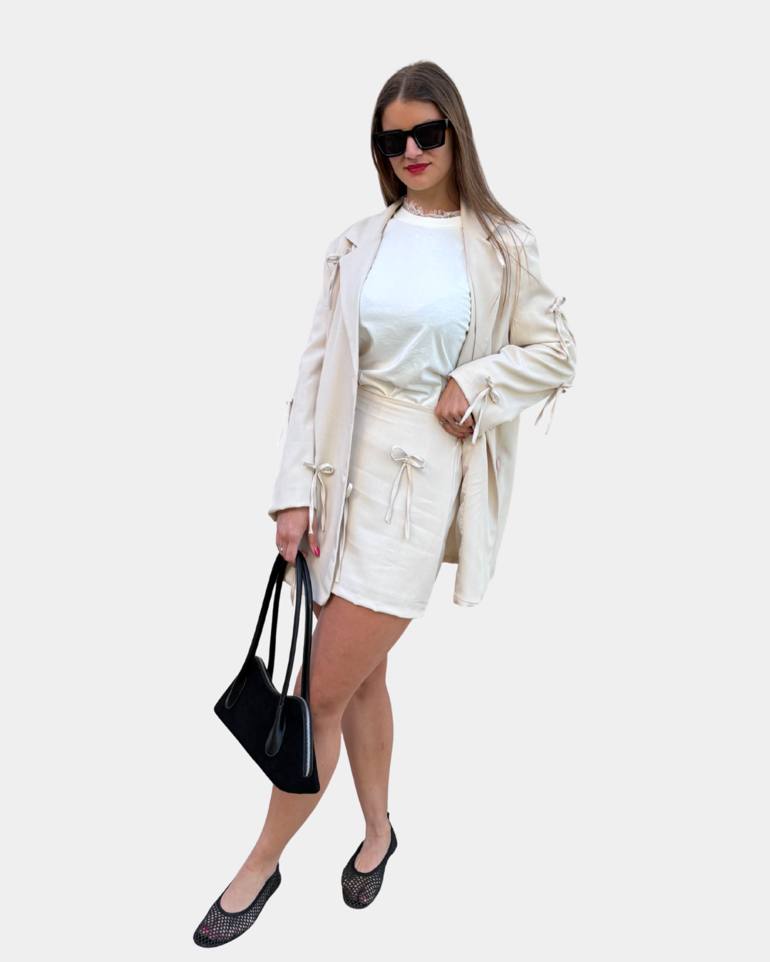 Completo fiocchi beige