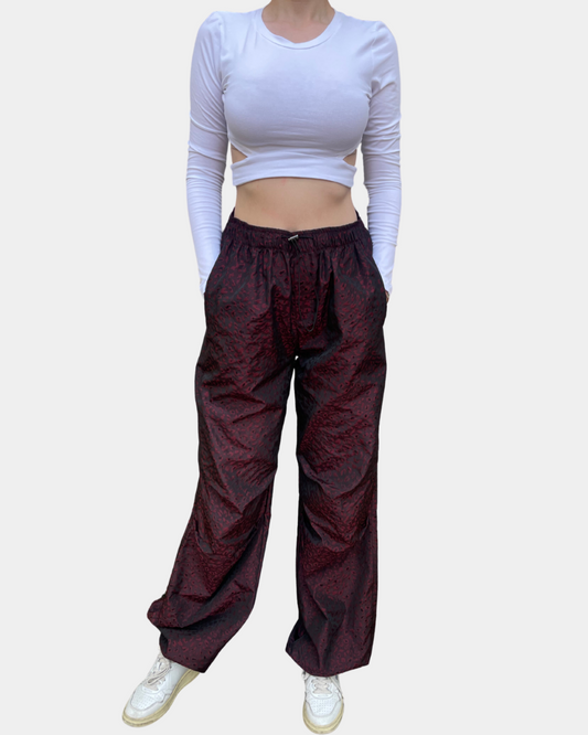 Pantaloni parachute animalier