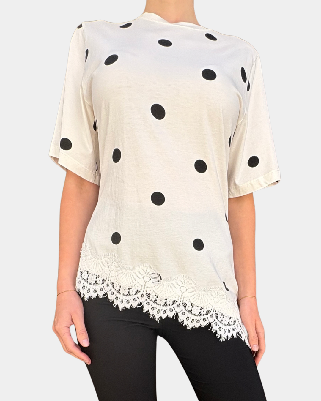 T-shirt pois e pizzo Lumina