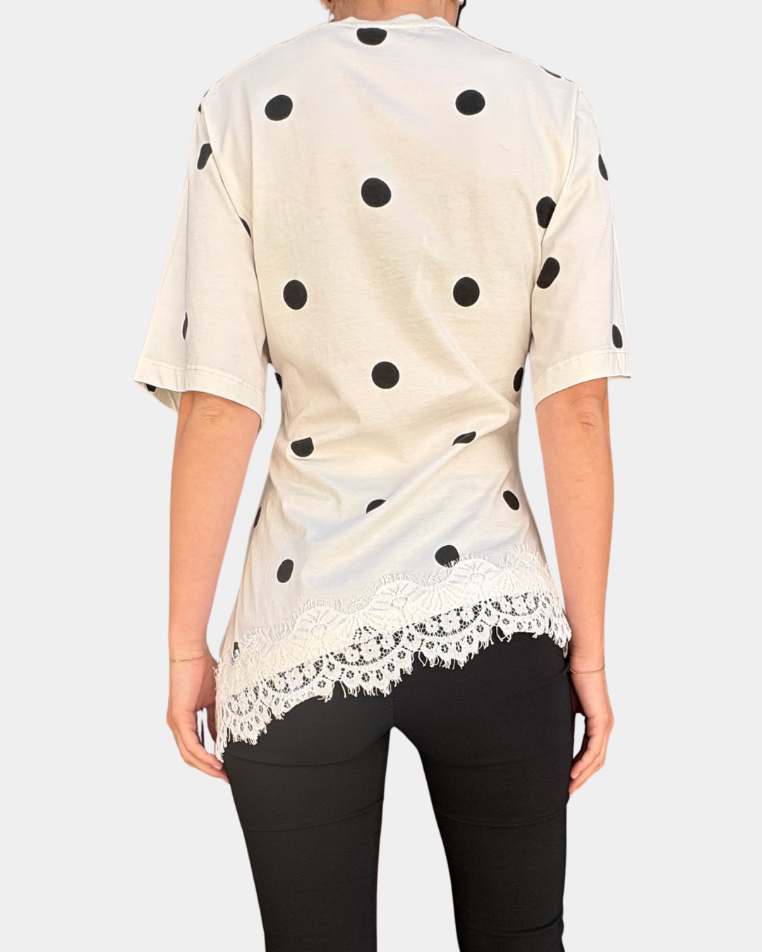T-shirt pois e pizzo Lumina