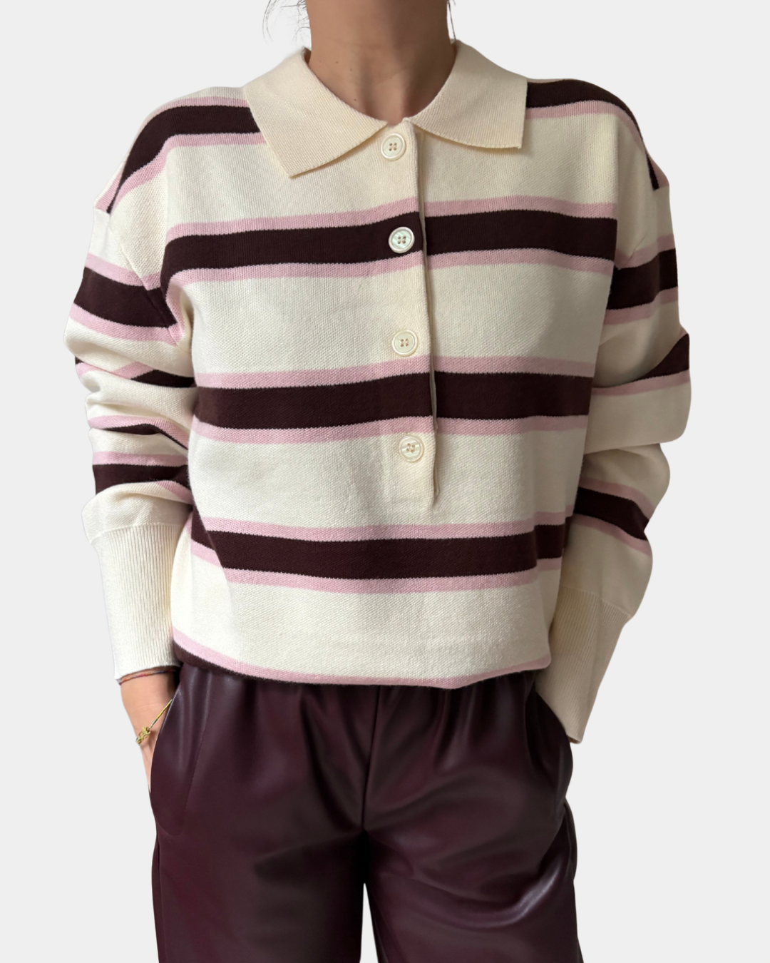 Maglione polo a righe