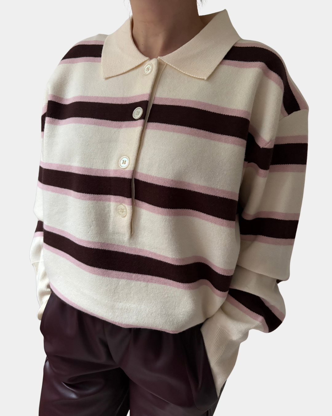 Maglione polo a righe