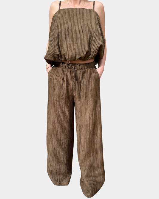 Completo top con pantalone effetto plissè